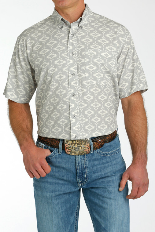 Cinch Men's Southwest Grey Print Short Sleeve ArenaFlex Shirt