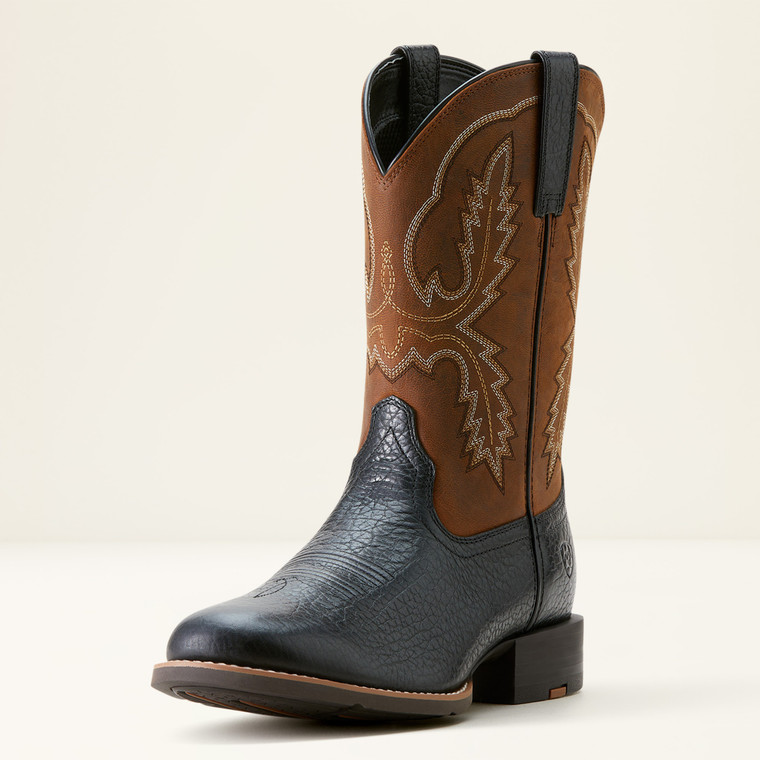 Ariat Men's Black Weathered Chestnut Sport Stratten Cowboy Boot