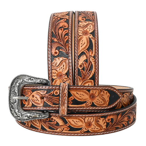 womens tooled leather belt