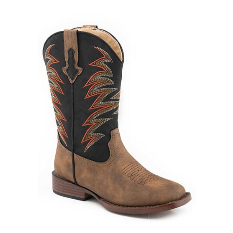 Roper Youth Tan Western Stitch Square Toe Boot
