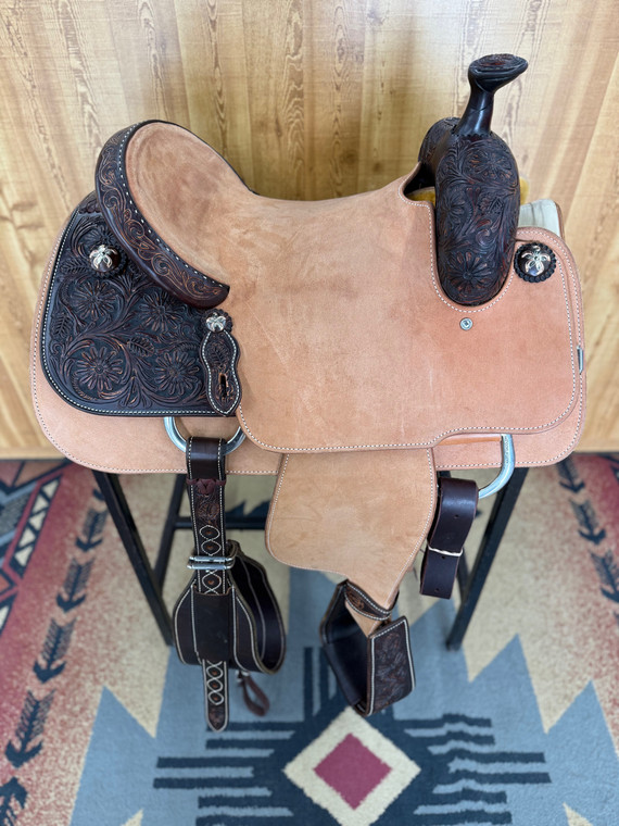 14.5" Martin 01 Natural Roughout 1/4 Tooled Roper Saddle