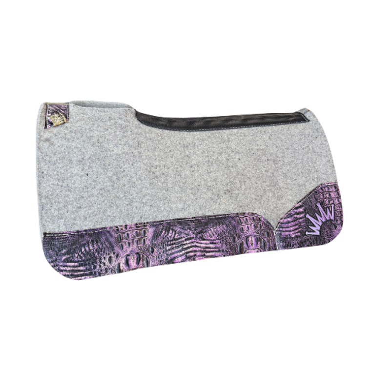 Best Ever Pads 30X30 1" Thick Kush Deep Purple Croc Wear Leathers Saddle Pad