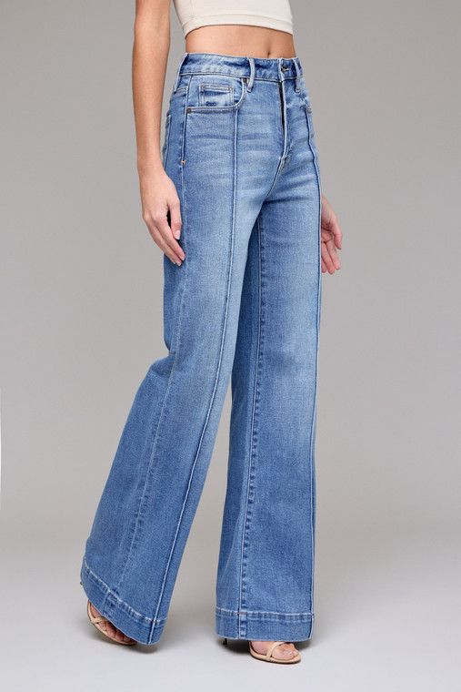 Hidden Jeans Women's Medium Light Pintuck Flare