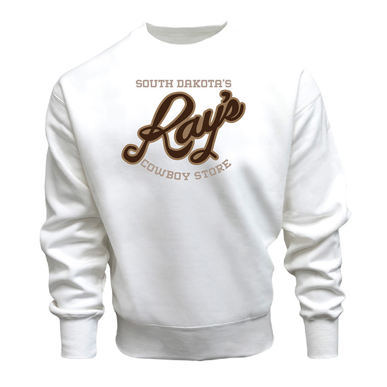 Ray's White Embroidered Logo Crew Sweatshirt