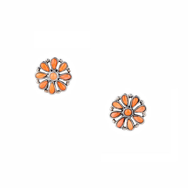 Confetti Blossom Red Coral Stud Earrings