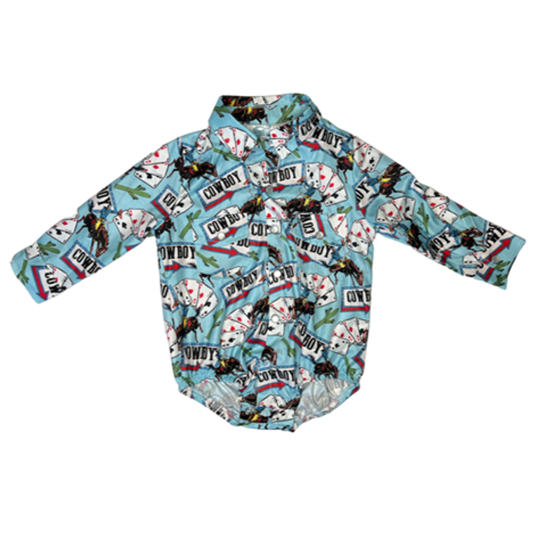 Vegas Cowboy Long Sleeve Pearl Snap Onesie