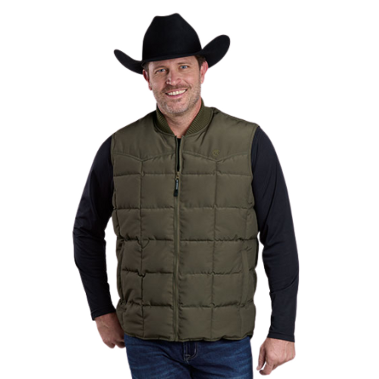 Roper Men's Olive Performance Canvas Quilted Vest