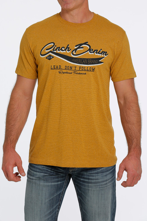 Cinch Men's Denim Lead Don't Follow Gold Tee