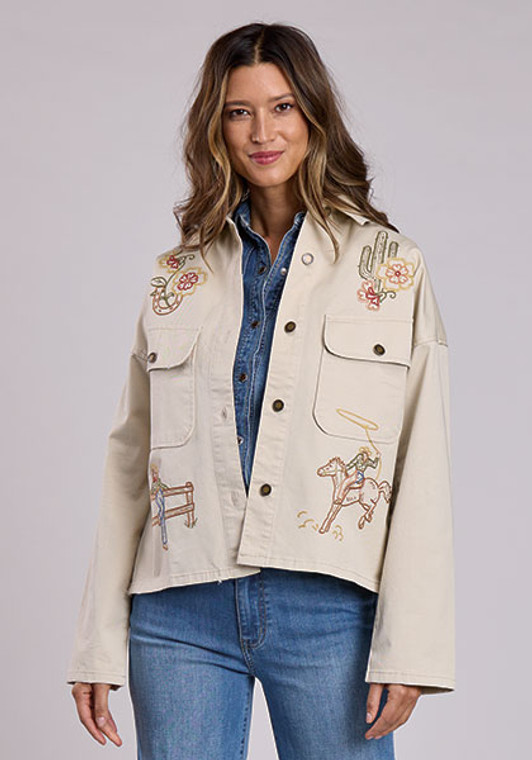 Stetson Women's Tan Embroidered Canvas Utility Jacket