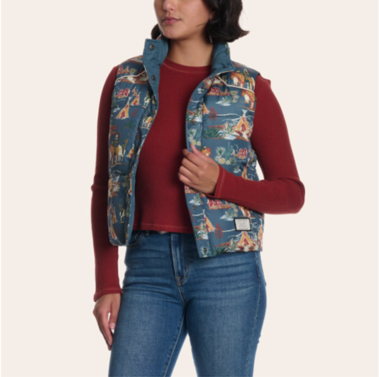 Hooey Women's Blue Western Graphic Reversible Vest