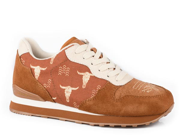Roper Women's Cognac Cow Suede Lace Up Jogger