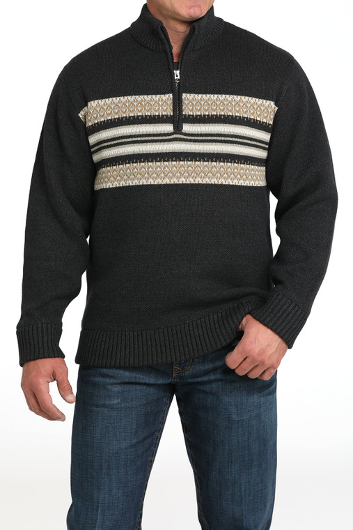 Cinch Men's Charcoal 1/4 Zip Pullover Sweater