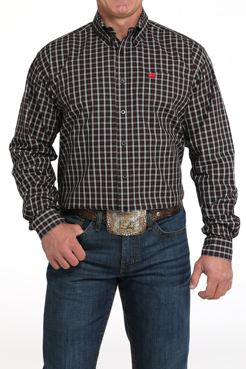 Cinch Men's Black Plaid Button-Down Western Shirt