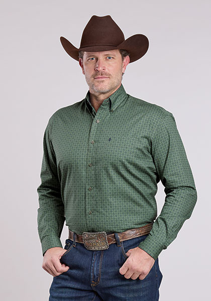 Stetson Men's Sage Lattice Long Sleeve Button-Down Shirt