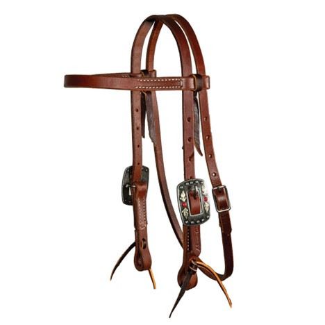 Professional's Choice Red Feather Cob Browband Headstall