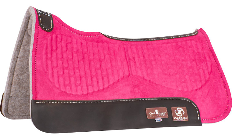 Classic Equine 30X30 Zone Series Pink Micro Suede Felt Bottom Saddle Pad
