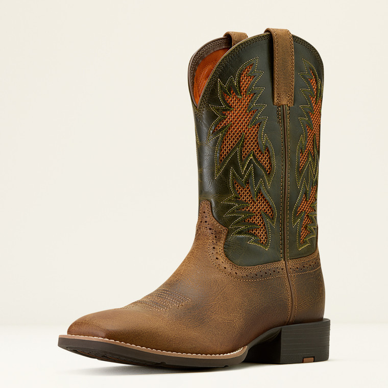 Ariat Men's Buff Tan Sport Cool VentTEK Wide Square Toe Cowboy Boots