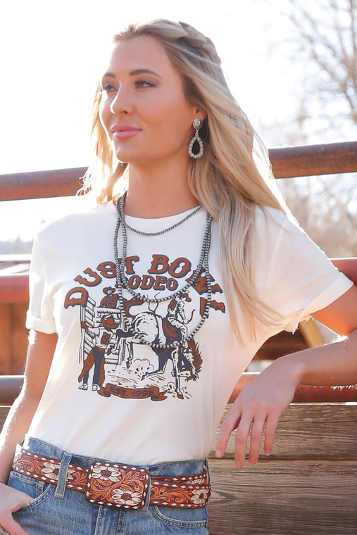 Cruel Girl Women's Cream Dust Bowl Rodeo Tee