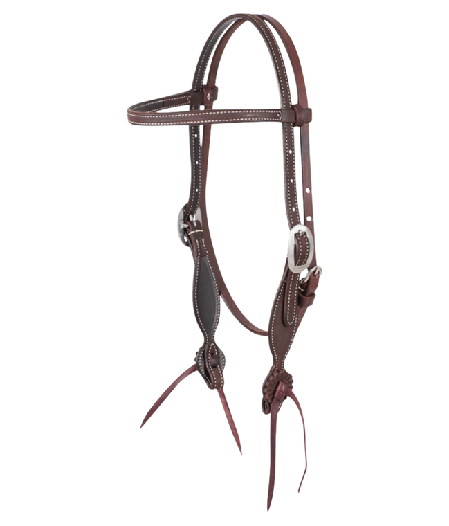 Martin Saddlery Chocolate Browband Headstall with Rosette Strings