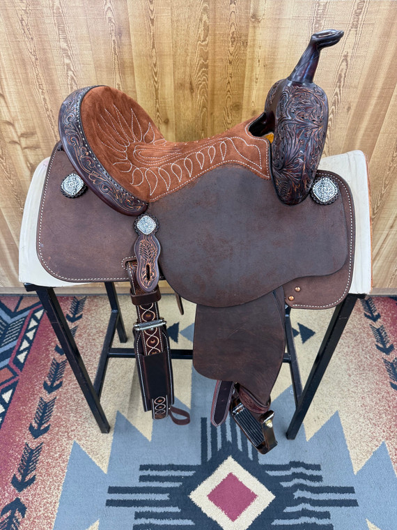 13.5" Martin BTR Natural Rose Antique Barrel Racing Saddle