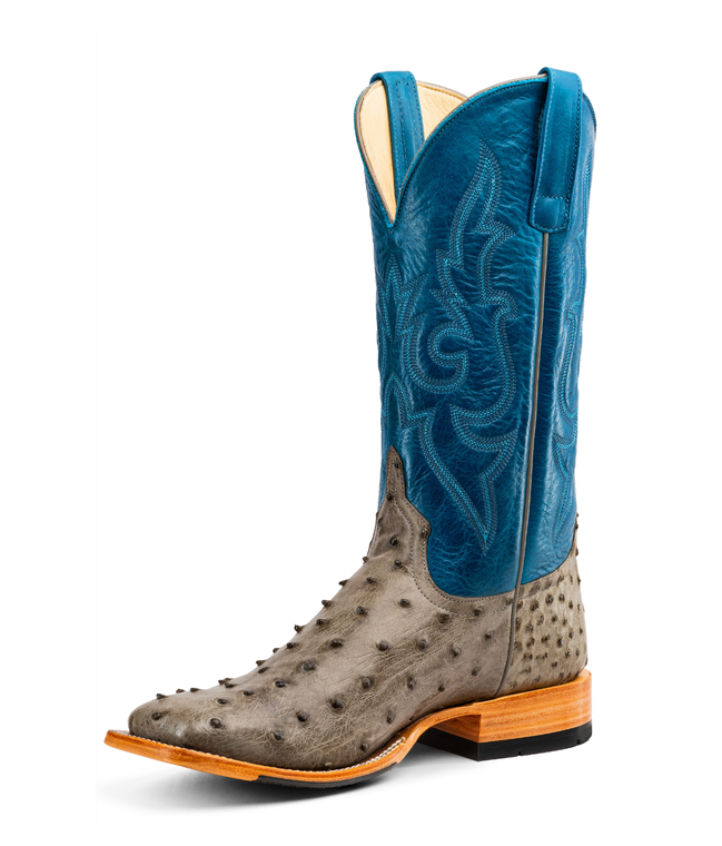 Horse Power Top Hand Men's Serpentine Bruciato Full Quill Ostrich Square Toe Boots