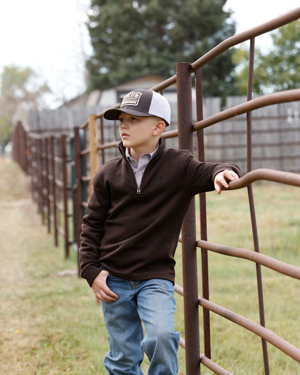 Cinch Boy's Brown 1/4 Zip Pullover