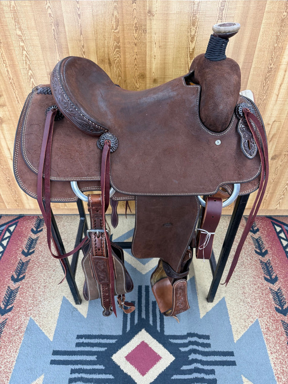 14.5" Teskey's Chocolate Roughout Team Roper Saddle