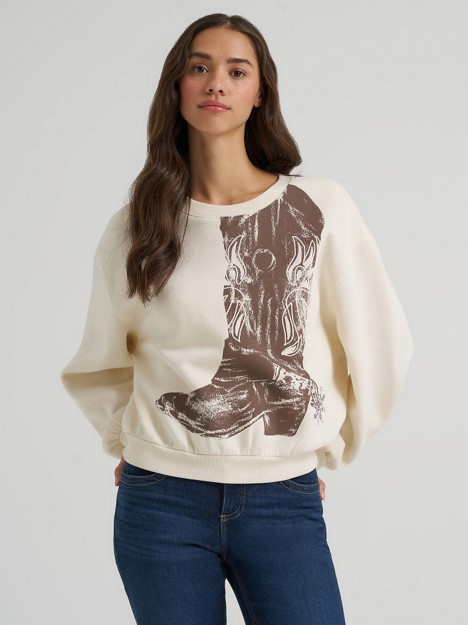 Wrangler Women's Cream Boot Graphic Pullover