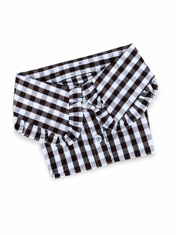 Women's Black Gingham Collar