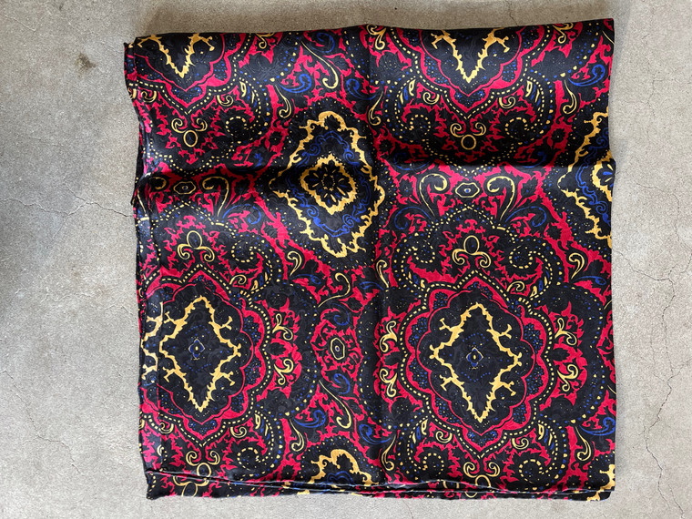 Red and Yellow Paisley Jacquard Silk Scarf