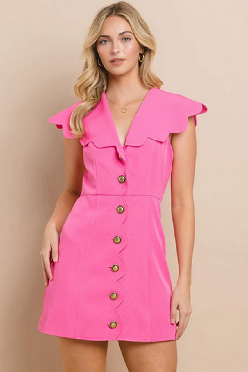 Coco Shop Scoop Neck Dress in Pink Fishing Net L