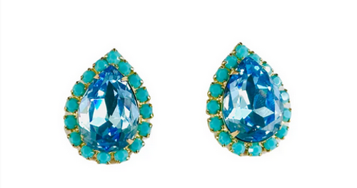 THE PINK REEF PEAR STUD IN LIGHT BLUE