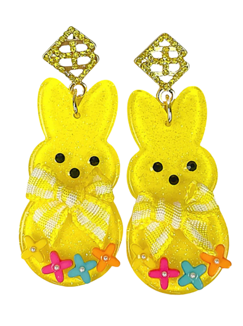 BRIANNA CANNON YELLOW PEEP EARRINGS WITH BOWS AND FLOWERS