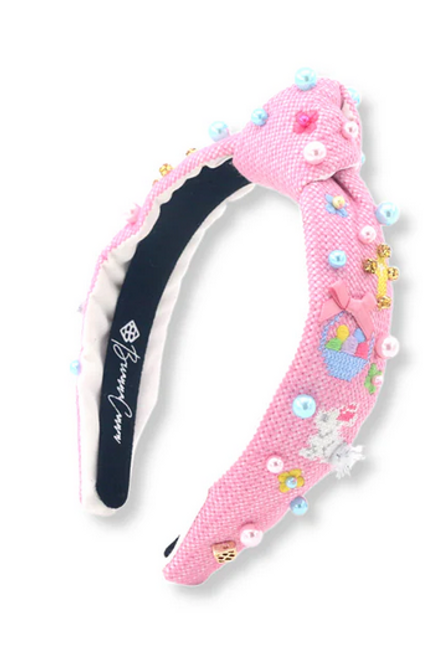 BRIANNA CANNON CHILD SIZE PINK EASTER CROSS STITCH HEADBAND