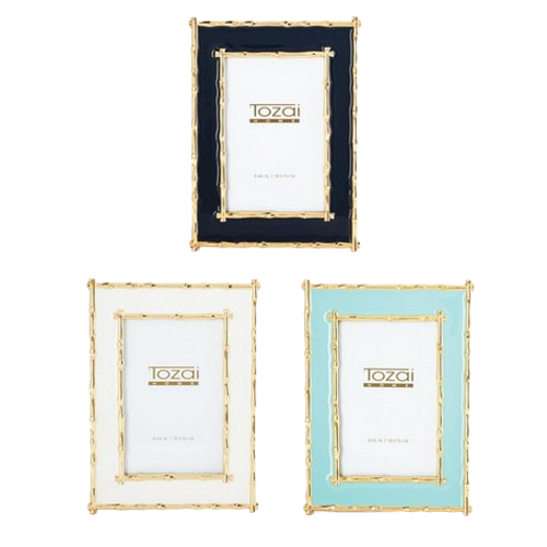 Two's Company Brynn Gold Bamboo Border 4x6 Photo Fram in Gift Box- Multiple Colors