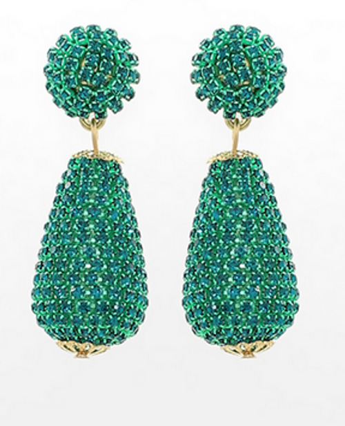 MC Crystal Round &Teardrop Earrings / Teal