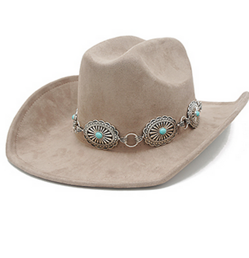 MC Stone & Concho Banded Cowboy Hat / Taupe Turquoise