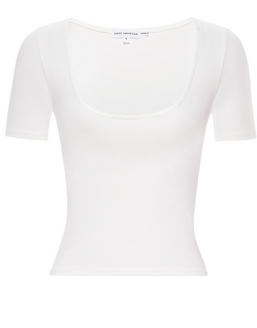 Good American Scuba Scoop Crop Tee / White