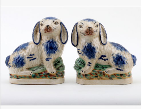  STAFFORDSHIRE BUNNY HARES- BLUE - PAIR