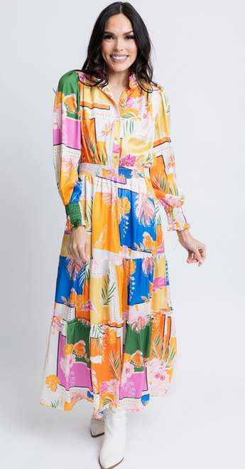 Karlie Tropical Leaf Maxi Dress / Multicolor