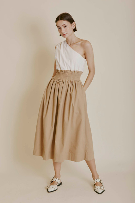 Aureum Linen One Shoulder Dress / Ivory