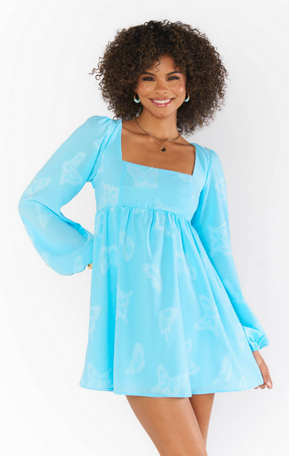Mumu Marianna Mini Dress / Blue Clip Butterfly