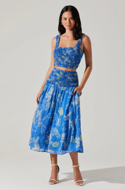 ASTR Moana Skirt / Blue Lemon Print