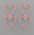 MC Crystal Double Heart Outline Earrings / Pink Gold