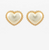 MC Rope Outline Heart Pearl Earrings / Cream