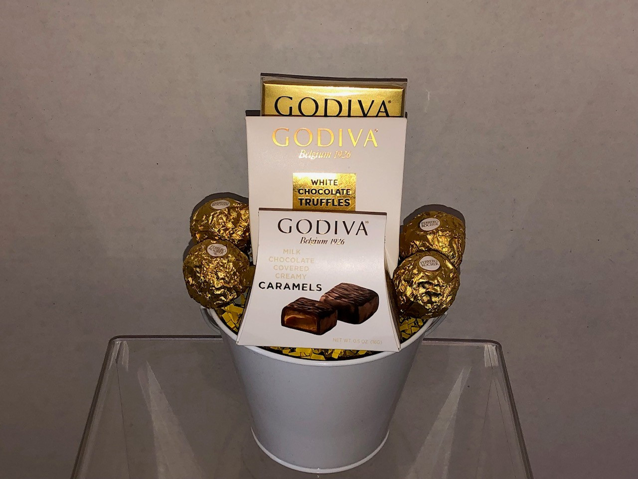 Godiva and Ferrero Rocher Chocolate Pail