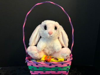 Round Pink Bunny Easter Basket