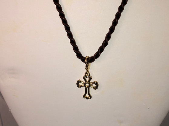 Women’s Mocha Braided Necklace with Cross Pendant