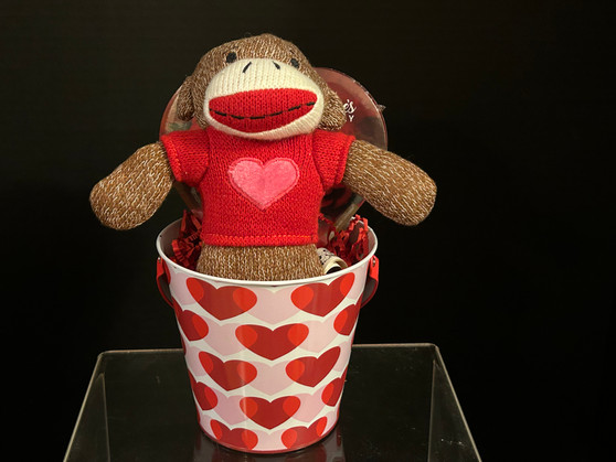 Love Plush Monkey in Heart Large Mini Pail