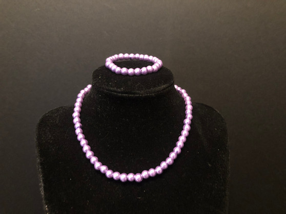 Girl's Purple Necklace, Bracelet and Earring Set